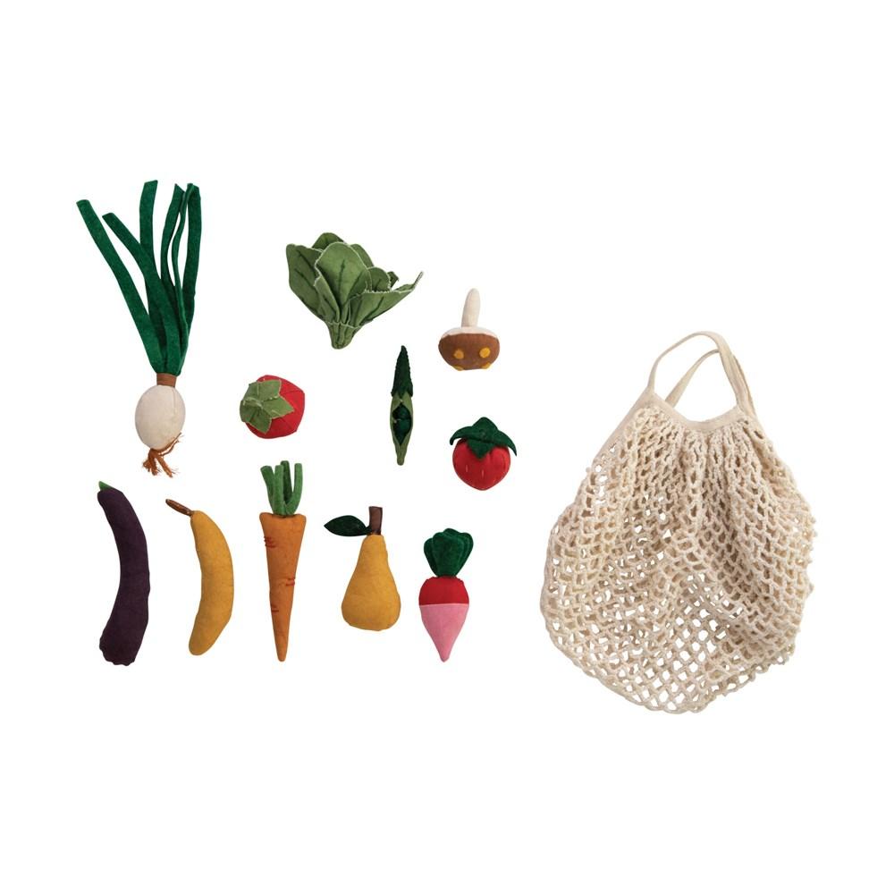 Handmade Canvas Fruit & Veggies in Market Bag