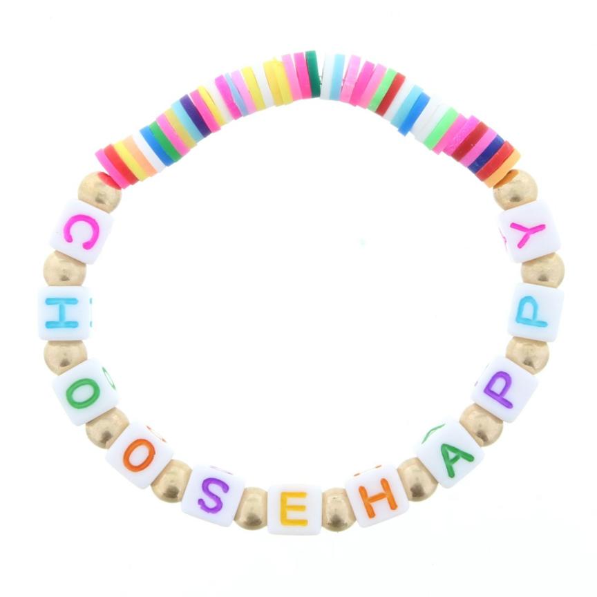 Kids Multicolored Stretch Bracelet- Choose Happy