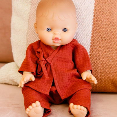 Minikane Niko Cotton Double Gauze Kimono, Brick