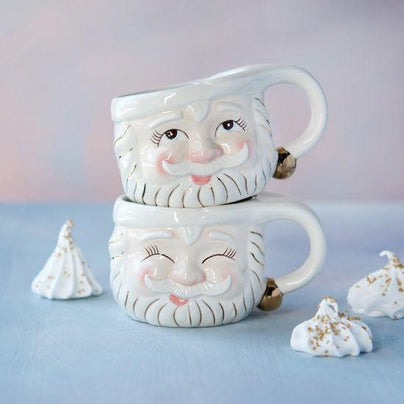 Glitterville Papa Noel Mug, Cream - 2 Style Options