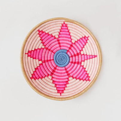 Hand Woven Gazanian Bowl, Neon Pink + Blue