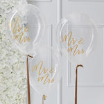 Mr. & Mrs. Gold Wedding Balloons