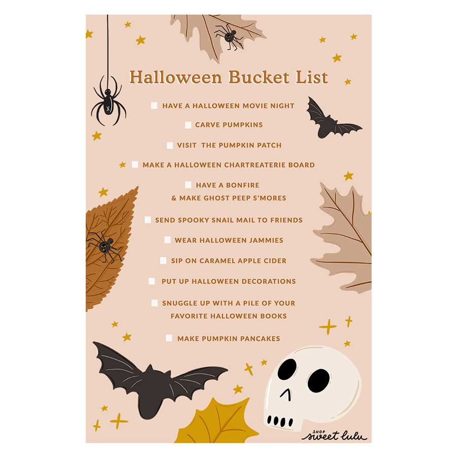 Halloween Bucket List - Free Printable - Shop Sweet Lulu