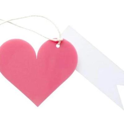 Acrylic Heart Gift Tag- Bubblegum