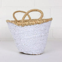 Medium Sequin Basket - White - Shop Sweet Lulu