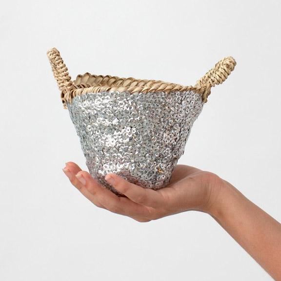 Small Sequin Basket - Pink