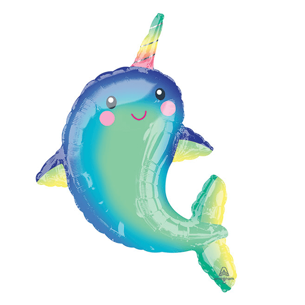 39" Happy Narwhal Foil Balloon