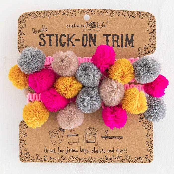 Stick-On Trim- Neon Pink Pom Poms
