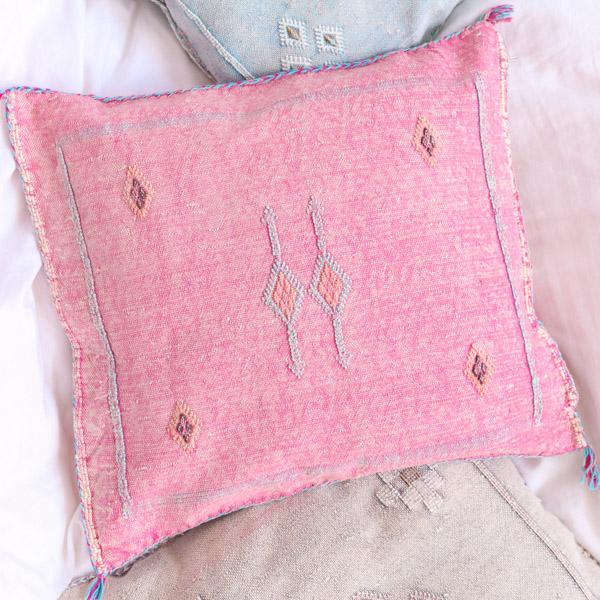 Cactus Silk Pillow Cover, Pink