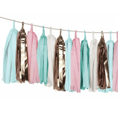 Mint, Pink, & Gold Tassel Garland
