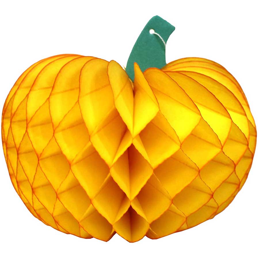 Honeycomb Tissue Paper Pumpkin, 10" - Goldenrod