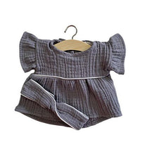 Minikane Daisy Doll Dress + Headband, Gray and Silver