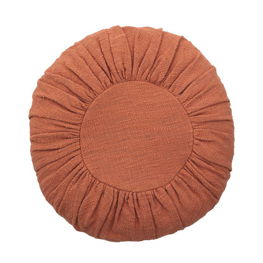 18" Round Cotton Pillow, Russet Color