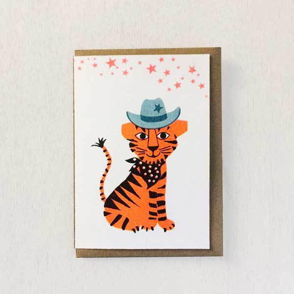 Cowboy Tiger Riso Pets Card