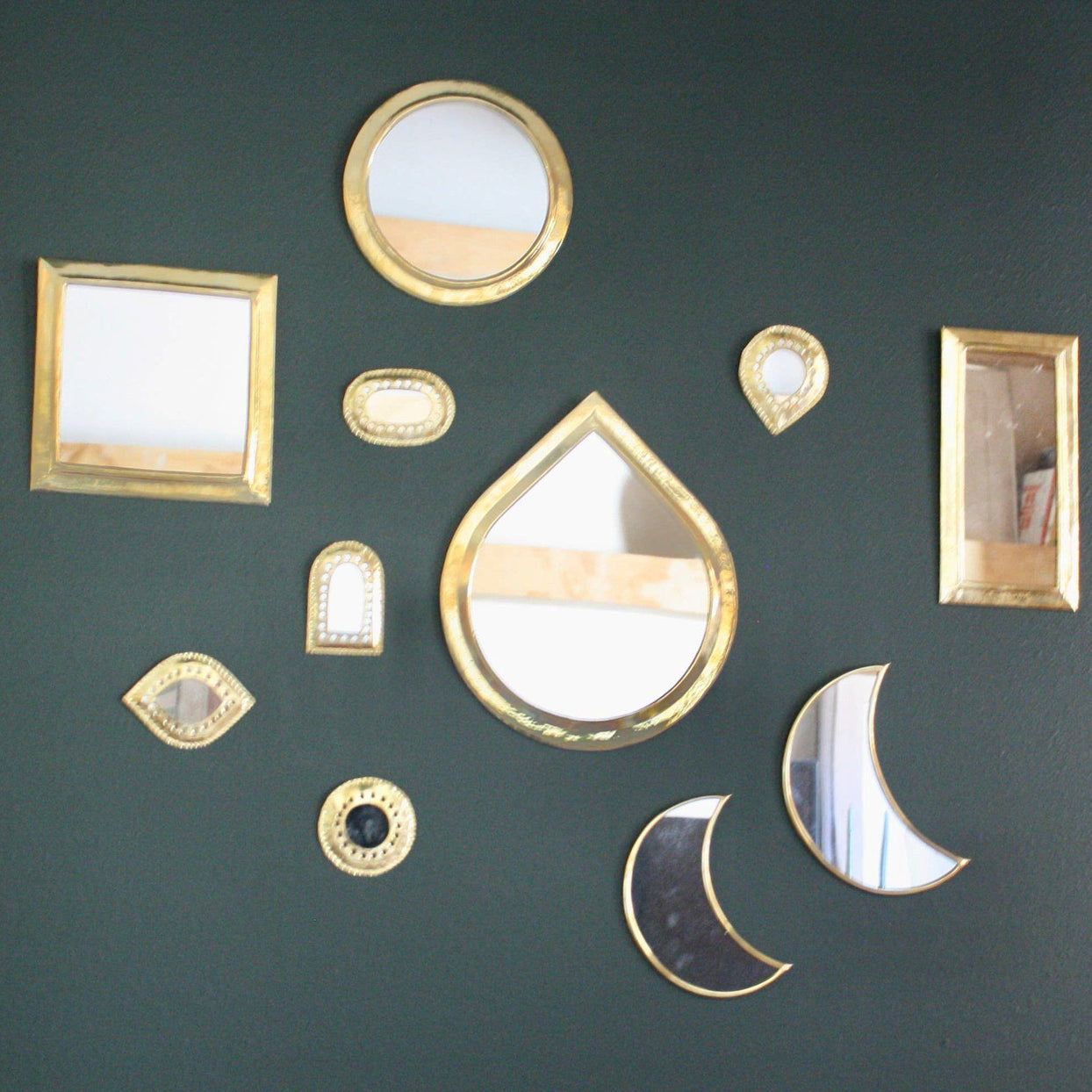Crescent Moon Brass Mirror