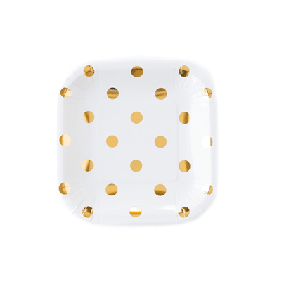 My Mind's Eye Gold Dot 7" Plate - Cream